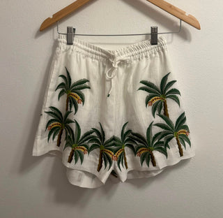 BENARAS BANANA SHORTS WHITE GREEN