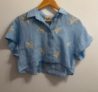 BENARAS THREAD CORAL BONDI SHIRT D.BLUE