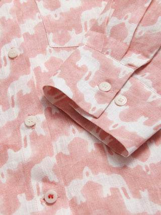 LOVE BRAND ELEPHANT PALACE STRAWBERRY INAGUA LINEN SHIRT