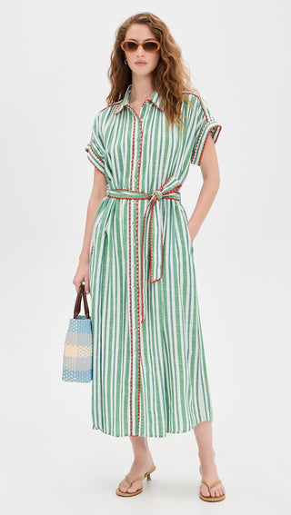 CAROLINA K VALERIE KAFTAN GREEN STRIPES