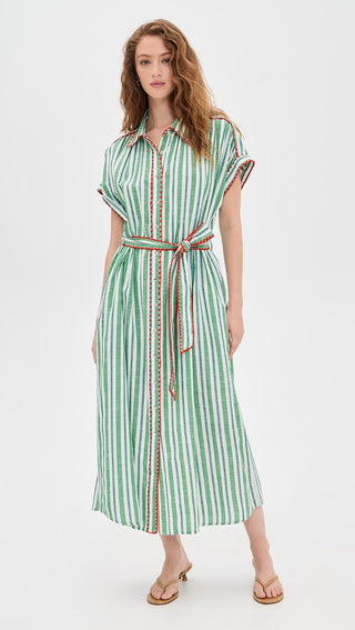 CAROLINA K VALERIE KAFTAN GREEN STRIPES
