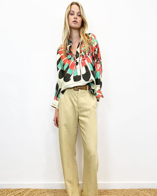 BE PARISIAN ARTY FLOWERS SILK SHIRT