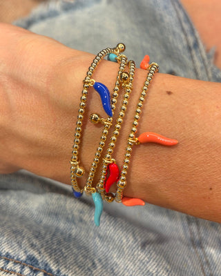 22 JEWELRY CHILI BRACELET 2MM GOLD/RED