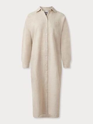 LOVE BRAND ECRU SAPODILLA LINEN SAPODILLA SHIRT DRESS