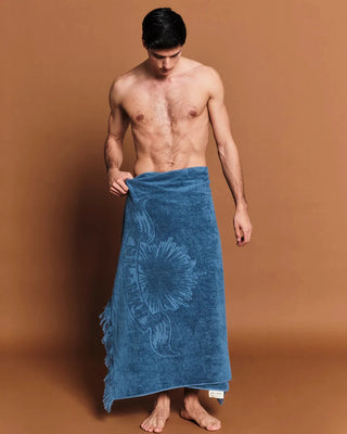 SUN OF A BEACH BLUE MONOCHROME BEACH TOWEL