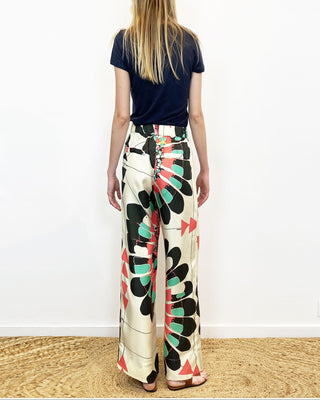 BE PARISIAN ARTY FLOWERS SILK TROUSERS