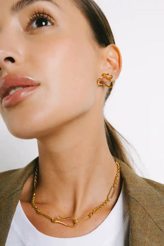 PIERETTI FLAVIA ZIRCONIA COLLAR NECKLACE GOLD PLATE 18KT