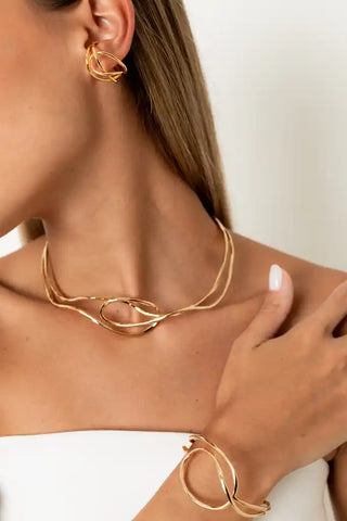 PIERETTI KUBE CUFF NECKLACE GOLD PLATE 18KT