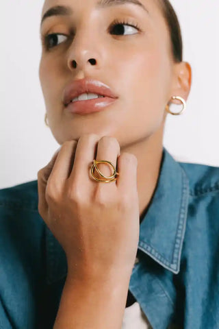 PIERETTI FER STATEMENT RING GOLD PLATE 18KT