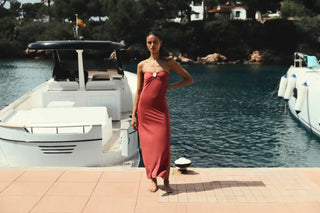 ALICIA SWIM YASMEEN BANDEAU DRESS IN LATINO