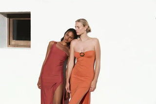 ALICIA SWIM YASMEEN BANDEAU DRESS IN SUNSET