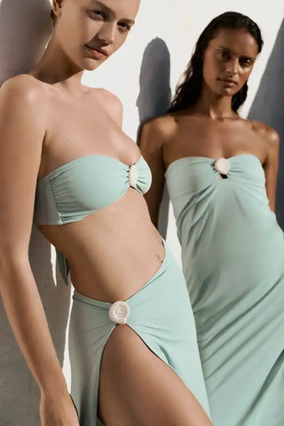 ALICIA SWIM YASMEEN BANDEAU DRESS IN COASTAL