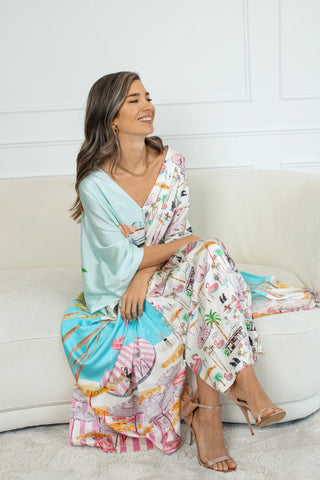 JRF MAXI KAFTAN DRESS PINK FLAMINGO CLUB
