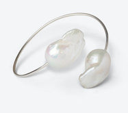 OCEANO JEWELS TROU D'EAU DOUCE BRACELET SILVER WHITE MEDIUM BAROQUES