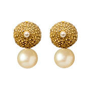 OCEANO JEWELS POMPONETTE EARRINGS GOLD VERMEIL SOUTH SEA PEARLS 9MM