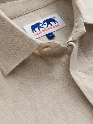 LOVE BRAND ECRU SAPODILLA LINEN SAPODILLA SHIRT DRESS
