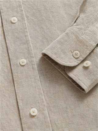 LOVE BRAND ECRU SAPODILLA LINEN SAPODILLA SHIRT DRESS